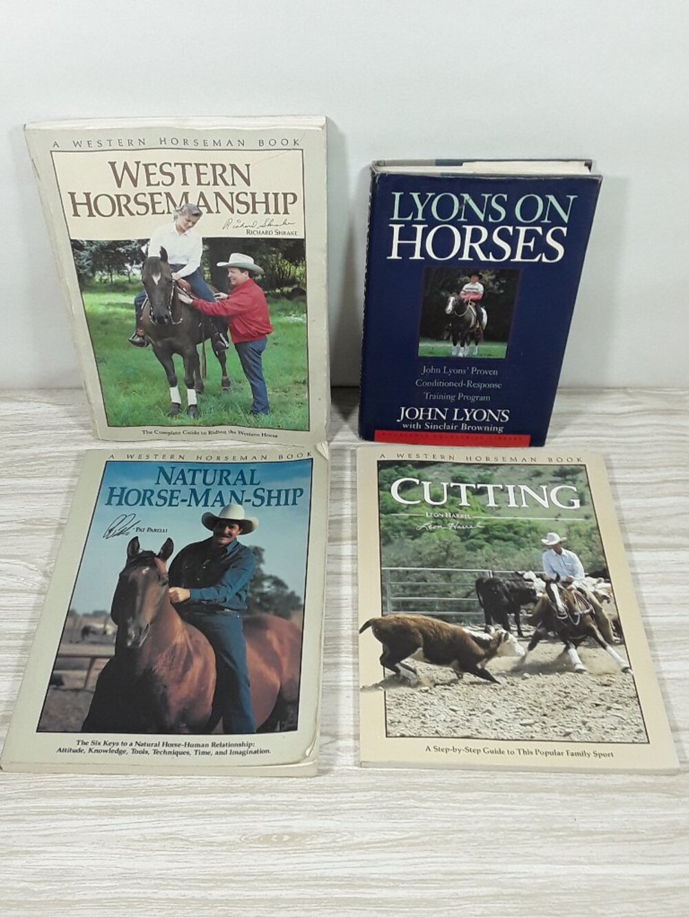 4 Book Lot: Natural Horsemanship, Cutting, A Western Horseman, Lyons on Horses
